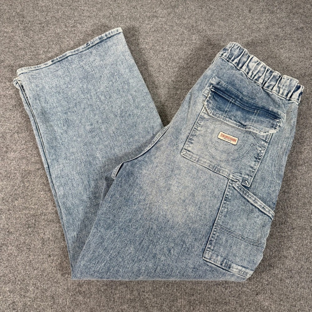 True Religion Vinny Ultra Baggy Carpenter Pants Light Bucking Wash Jeans 701602
